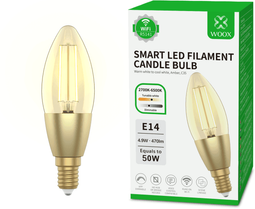 WOOX R5141 - Smart E14 Filament Kaarslamp - App en spraakbediening - Warm wit (2700K)