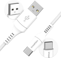 imoshion Kabel - USB C naar USB A Kabel - 3 meter - USB-C Oplader Kabel - Geschikt voor o.a. Apple iPhone 15/16 en Samsung - Wit