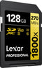Lexar Professional 1800x - SDXC UHS-II Geheugenkaart - 128GB - Lezen 270MB/s Schrijven 180MB/s V60