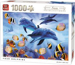 King Puzzel - Four Dolphins - Legpuzzel 1000 stukjes 68 x 49 cm - Multicolor
