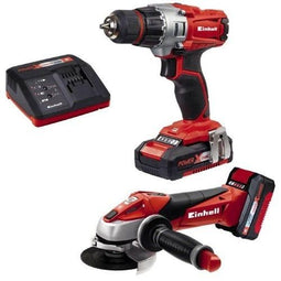 Einhell TE-TK 18 Li Kit - Accu Boor-/Schroefmachine TE-CD 18/2 Li + Accu Haakse Slijper TE-AG 18/115 Li - Incl. 1.5Ah & 3.0Ah accu