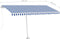 vidaXL - Luifel - handmatig - uittrekbaar - met - LED - 450x350 - cm - blauw - en - wit