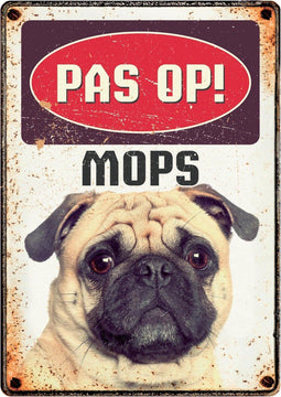 Plenty gifts waakbord blik mops - Default Title