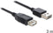 Delock EASY-USB 2.0-A - USB 2.0-A verlengkabel - 3m - Zwart
