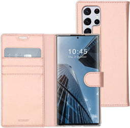 Accezz Samsung Galaxy S22 Ultra - Wallet Softcase Bookcase - 3 pashouders - Rosé Goud