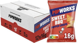 POPWORKS Sweet barbecue gepopte mais chips 12 zakjes x 16 gram
