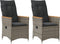 vidaXL - Tuinstoelen - 2 - st - verstelbaar - met - kussens - poly - rattan - grijs