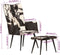 vidaXL Fauteuil met voetensteun echt leer zwart