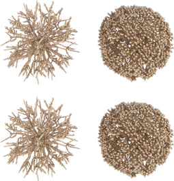 J-Line hanger Bal Rond/Koraal - kunststof - champagne - doos van 4