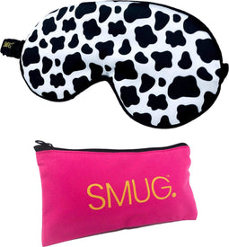 SMUG Slaapmasker met Opbergzakje - 100% Verduisterend - Verstelbaar Oogmasker in Satijn - Cow Print