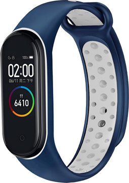 iMoshion Bandje Geschikt voor Xiaomi Mi Band 3 / 4 - iMoshion Siliconen sport band met inkliksysteem ronde drukknoop - Blauw