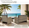 tectake® Wicker tuinloungeset - 2-zitsbank met 2 fauteuils en tafel - Comfortabele kussens - Beige