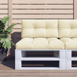 vidaXL - Palletkussen - 80x40x12 - cm - stof - crèmekleurig