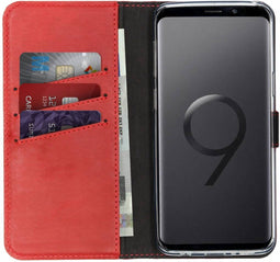 Selencia Galaxy S9 - Echt Lederen Bookcase - 3 Pashouders - Rood
