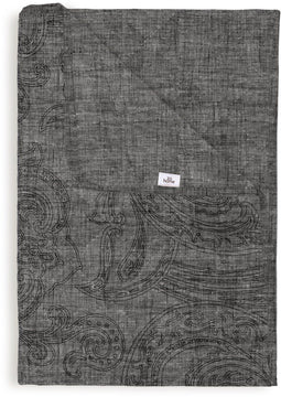 Zohome Bed Sprei Paisley-di-Lino - Bedsprei 2 persoons - Paisley print - 270x260 - Grijs
