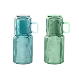 Waterfles Home ESPRIT Blauw Groen Kristal 1 L (2 Stuks)