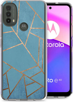iMoshion Hoesje Geschikt voor Motorola Moto E40 / Moto E30 Hoesje Siliconen - iMoshion Design hoesje - Blauw / Blue Graphic