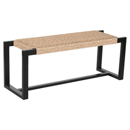 Kruk Home ESPRIT - Kruk - Synthetische vezel Teakhout 120 x 40 x 45 cm - Zwart