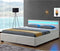 Juskys Lyon - Gestoffeerd bed - LED Verlichting Bedlades - Wit - 140 x 200 cm