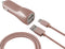 Ksix - 2 USB-autolader met USB-Micro en USB Kabel - metaal Rose Goud