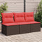 vidaXL - Tuinbank - met - kussens - 3-zits - poly - rattan - bruin