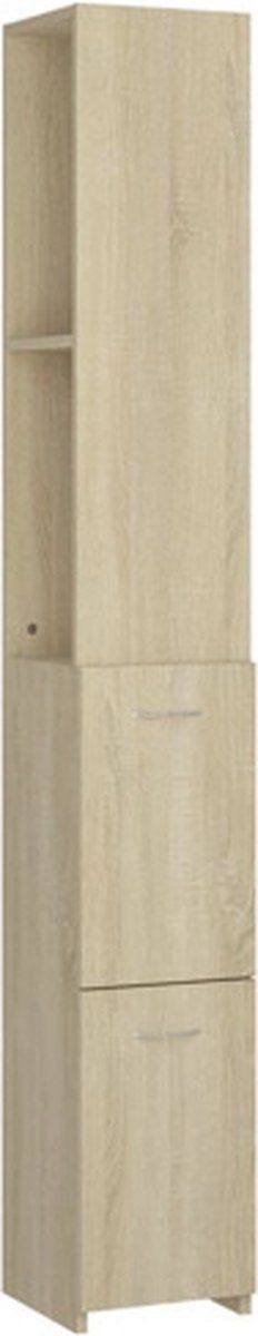 vidaXL - Badkamerkast - 25x26,5x170 - cm - bewerkt - hout - sonoma - eikenkleurig