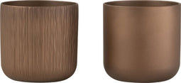 J-Line bloempot Gen - keramiek - goud/koper - extra large - Ø 26.50 cm - 2 stuks