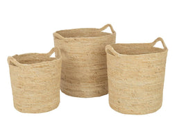 J-Line Set Van 3 Mand Rond Met Handvat Maïs Naturel