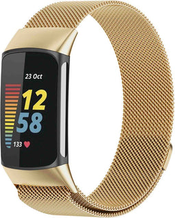 imoshion Milanees magnetisch bandje - Geschikt voor Fitbit Charge 6, Charge 5 - Goud - S