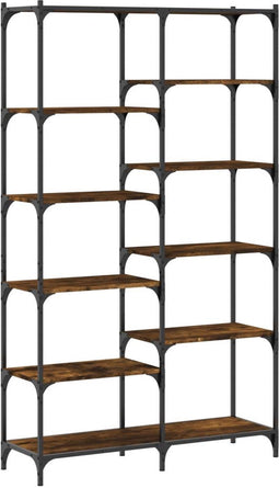 vidaXL - Boekenrek - 100x32x170 - cm - bewerkt - hout - en - ijzer - gerookt - eiken