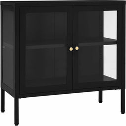 vidaXL - Dressoir - 70x35x70 - cm - staal - en - glas - zwart