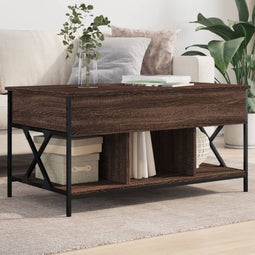 vidaXL - Salontafel - 100x55x50 - cm - bewerkt - hout - en - metaal - bruineikenkleur