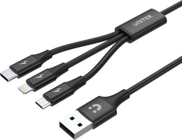 Unitek C14049BK - Kabel - USB-C naar Micro-USB/Lightning - Zwart