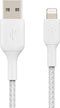 Belkin BOOST↑CHARGE - Gevlochten Lightning naar USB-A Kabel - MFi-gecertificeerd - 1 Meter - Wit