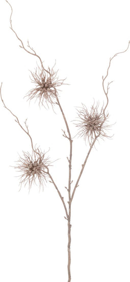 J-Line decoratie Tak Zee-Egel 3 Bloemen - kunststof - roze - 12 stuks