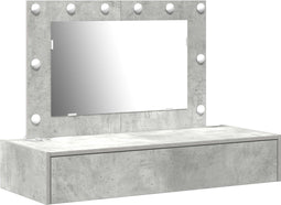 vidaXL - Wandkaptafel - met - LED-Lampen - in - Betongrijs
