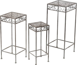 J-Line bijzettafel - metaal - grijs - set van 3