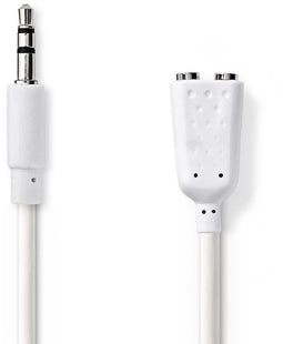 Nedis CAGP22100WT02 - 3,5 mm male naar 2x 3,5 mm female adapterkabel - 20 cm - Wit