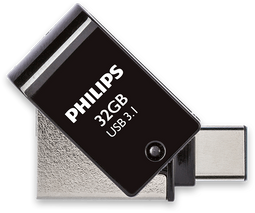 Philips 2-in-1 USB-C - USB 3.1 32GB - Leessnelheid 180MB/s - Zwart