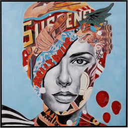 Schilderij Canvas Vrouw 100 x 3,5 x 100 cm