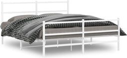 vidaXL - Bedframe - met - hoofd- - en - voeteneinde metaal - wit - 160x200 - cm