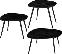 Mica Decorations Jailey - Bijzettafel - Set van 3 - Organische vorm - Zwart (set van 3)