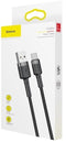Baseus CATKLF-BG1 - Geweven Nylon USB naar USB-C Snellaadkabel 1M - High-speed opladen - Zwart
