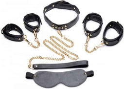Xr Brands Master Series - Bondageset - Blinddoek + Boeien - Zwart/goud