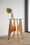 Zuiver Kobe Bijzettafel Rond 45 cm Glas/ Hout - Beige