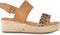PS Poelman Iris - Dames Sandalen - Plateauzool 5,5 cm - Cognac Bruin met Furry Luipaard Print - Maat 37