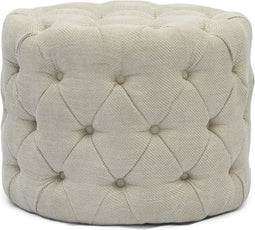 Riviera Maison Opera Footstool Anitque White - Polyester, Rubberhout - Antiek Wit - 60.0x60.0x42.0 cm