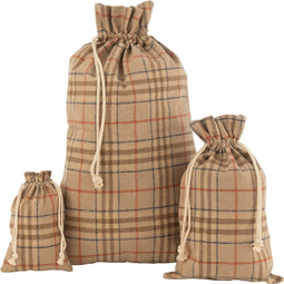 J-Line zak Kerst Ruit - textiel - beige/bruin - large