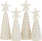 J-Line decoratie Kerstboom - hout - wit - large - 2 stuks