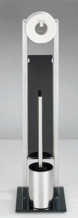 WENKO Rivalta - Toiletbutler - 3 in 1 met toiletborstel en houder - RVS glanzend zwart